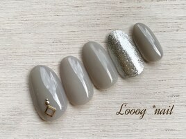 gray×silver　nail