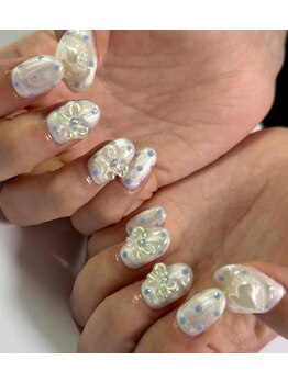 チャーレム ネイル(charlem nail)/手描きドットリボンネイル☆