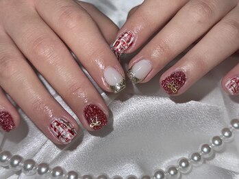 シーネイルサロン 香取店(C nail salon)/フラッシュ×ツイードネイル