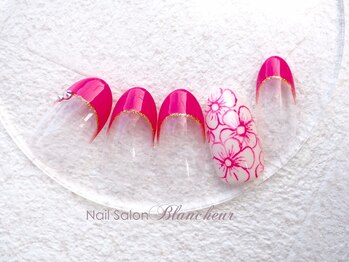 ネイルサロン ブランシュール(Nail Salon Blancheur)/ピンクフレンチ&手描き線花