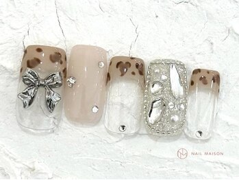 ネイルメゾン 池袋店(NAIL MAISON)/レオパードリボン¥10550