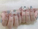 夏透明感たっぷりワンホンネイル