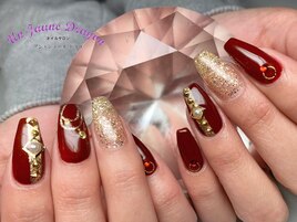 【自爪ネイル】ボルドーネイル