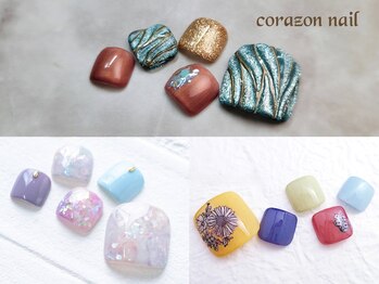 コラソンネイル(corazon nail)の写真/サンダルに映える極上のフットネイルを♪好きな画像持ち込みOKのやり放題で、自分史上最高の足元へ!
