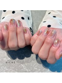 秋ニュアンスショートネイル