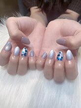 ララアンジュ(LaLa-Ange)/水色ハートホロネイル