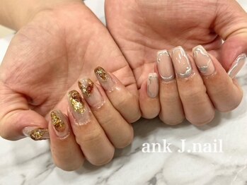 アンクジェーネイル(ankJ.nail)/ブラウンニュアンス×個性アート