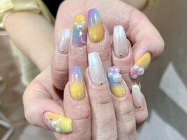 パステル隠れミッキーネイル