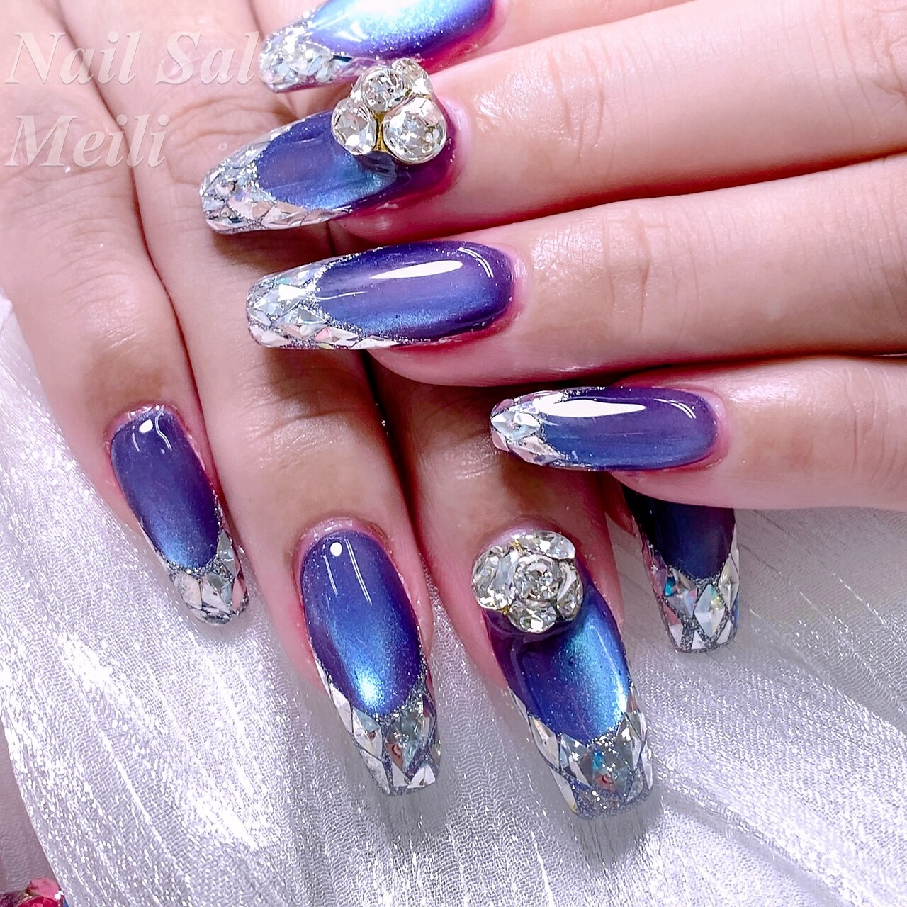 ネイルチップ 宝石ネイル ビジューネイル 夏ネイル 宝石箱ネイル