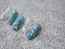 カトルナフ(quatre fois neuf)/デニム風花柄レース