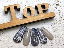 定額W-11 紺ツイードネイル