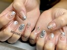 ラメグラデーション+アート
