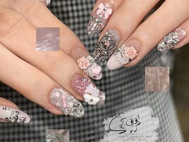 ガーリーネイル　ストーンネイル