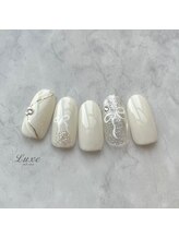 ネイルサロンリュクス (nailsalon Luxe)/手描きリボンネイル