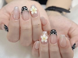 ドットと3Dお花かわいい夏ネイル