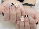 ドットと3Dお花かわいい夏ネイル