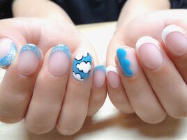 もこもこ★雲フレンチネイル♪