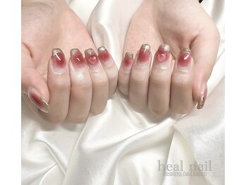 ヒールネイル(heal nail)/cheek×magnetfrench×ハート
