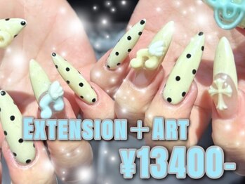 ゆびノさき +tennojiの写真/[持ち込みデザインOK]Artやり放題60分¥7950～◆長さ出し10本¥5500◆指先からセンス漂う上級者な雰囲気を