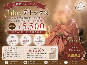 ヤヨスチーム(YAYOSTEAM)の写真/1dayデトックス♪痩せ体質づくり【大量発汗♪よもぎ蒸し★40分¥5500】マラソン1時間超えの代謝ケア!