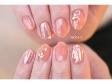 ネイルサロンアンドスクール ニコ(NICO)/ミラーネイルと上品オレンジ♪