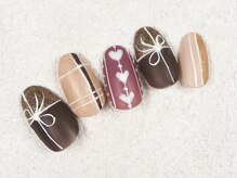 ケージュール(Kjour)/マットネイル　チェック　リボン