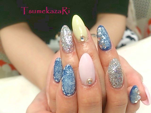 デニムネイル デニム/ブルー - kiiti0912のネイルデザイン[No.2125688