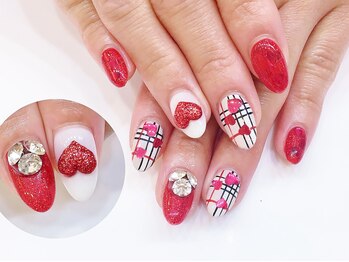 ネイルコレクション ピンク(Nail Collection Pink)/ジェル付放/チェック＆3Ｄハート