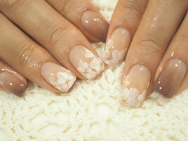グラデ×フラワーネイル