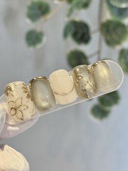 エン(enn)/アンティークカラー×手描き花