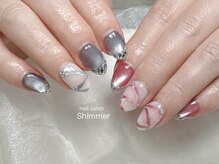 シマー(Shimmer)/リボンネイル×ガラスフレンチ