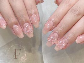 チーク/リボン/ワンホンネイル