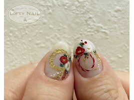 手描きしめ縄ネイル#1月ネイル