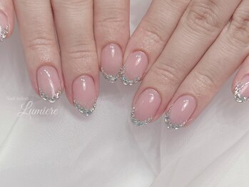 ネイル ルミエール 名古屋伏見店(Nail Lumiere)/美フォルム　ストーンフレンチ