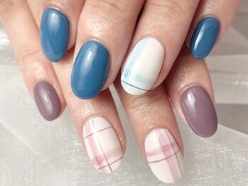 ヘアーアンドネイル ルシア(Hair&Nail Lucia)/持ち込みチェック柄ネイル