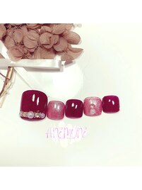 ボルドーのパールネイル☆