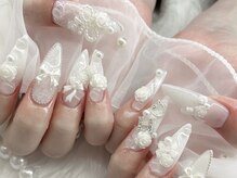 リボンアディクト(ribbon addict)/ホワイトゴテゴテネイル☆