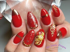 【自爪ネイル】赤ミラーネイル