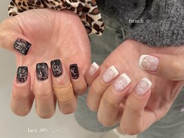 レース×フレンチネイル