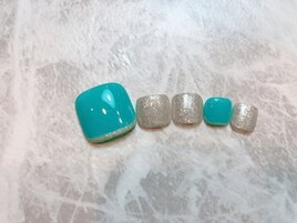 ターコイズブルー×シルバーラメ