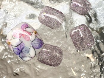 ネイルサロン べルフ(nail salon Verf)/紫陽花フットネイル♪