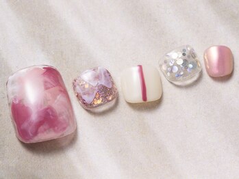 アイネイルズ 天神今泉店(I-nails)/【misato.n】ピンクラメ春ネイル