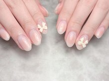 ブリスフルハピネス(Blissful happiness)/チークとリボンのネイル