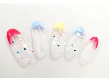 ビーケア 自由が丘店(B.care)/もこもこフレンチネイル￥6480