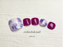 エストラッシュアンドネイル 銀座店(est lash&nail)/フットパープルフラワーネイル