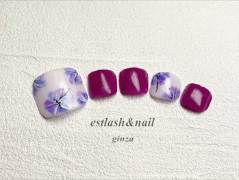 エストラッシュアンドネイル 銀座店(est lash&nail)/フットパープルフラワーネイル