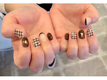 ビューティービースト フォー ネイルアンドアイラッシュ 熊本店(beauty:beast)/黒チェック柄