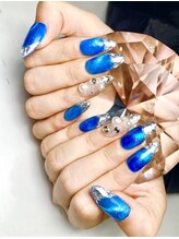 ネイルアルバ(Nail ALBA)/マグネットとガラスフレンチ