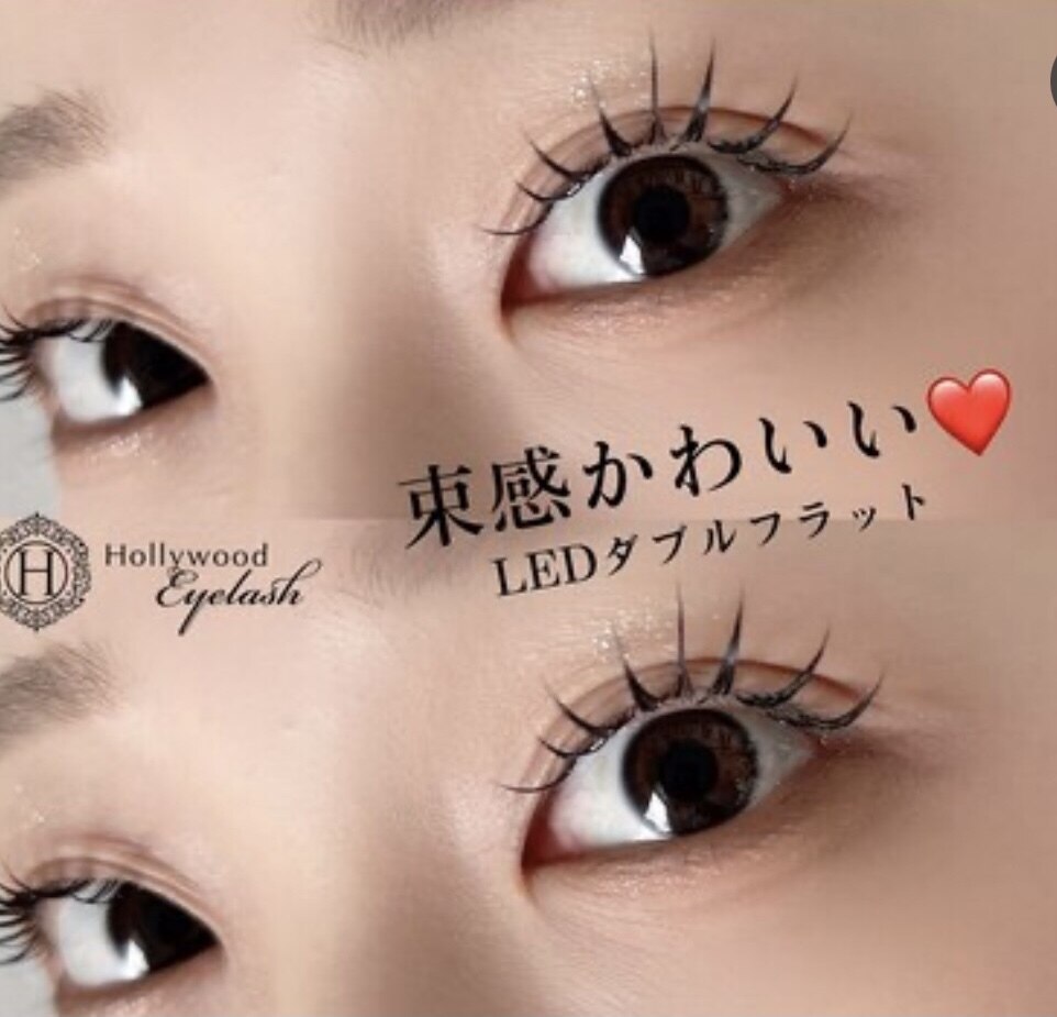 【束感マツエク】LEDダブルフラットラッシュ100本