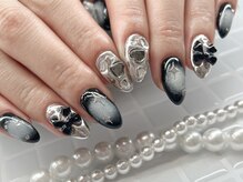 リボンアディクト(ribbon addict)/モノトーンチークネイル☆